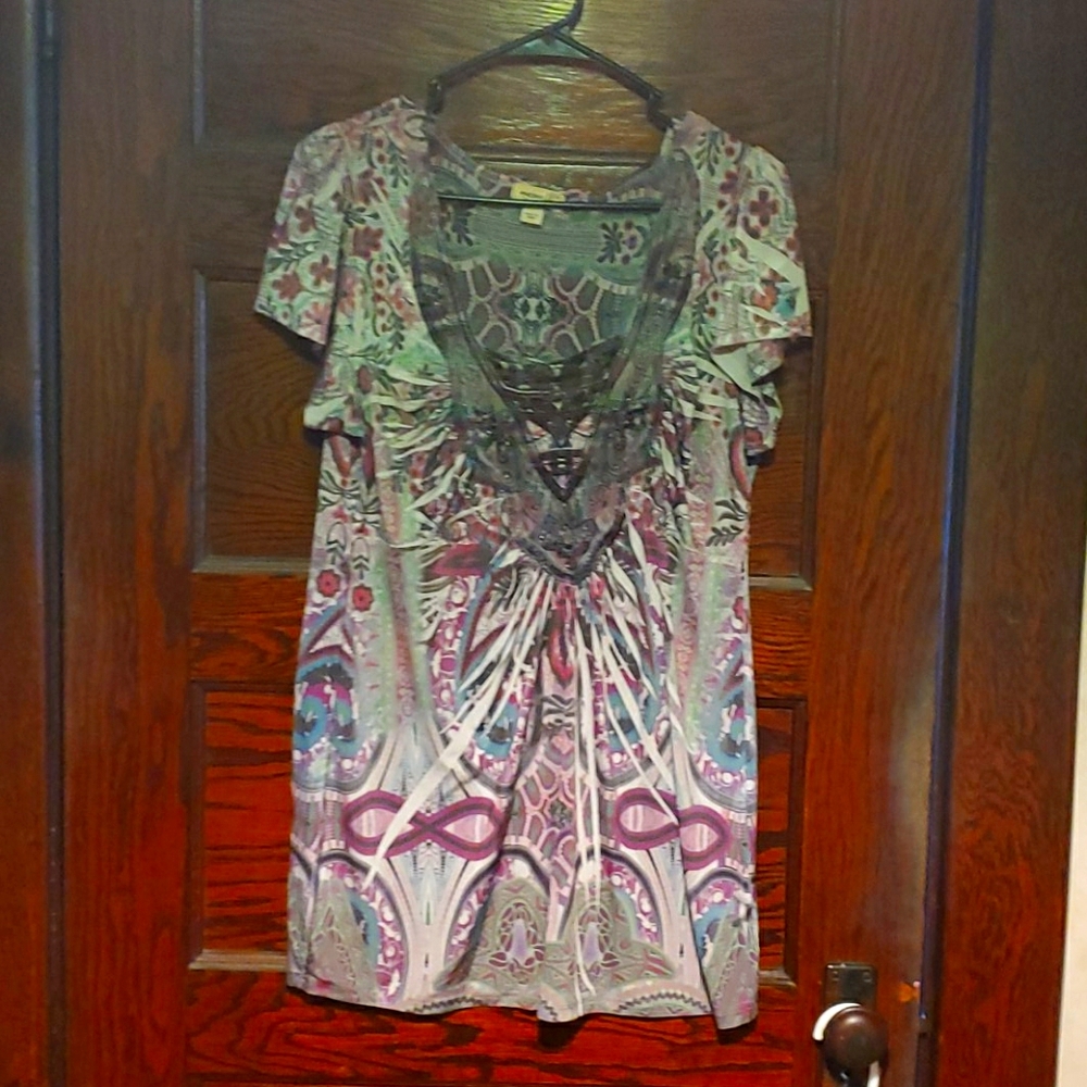Olive tapestry top
